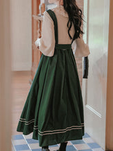 Load image into Gallery viewer, Dark Green Fake 2-Piece Vintage Preppy Vintage Dress