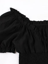 Load image into Gallery viewer, Black Ruffles Off Shoulder 1950S Vintage Swing Dress