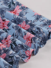 Load image into Gallery viewer, Blue Floral Print V Neck 1950S Vintage Dress