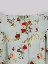 Load image into Gallery viewer, 1950S Green Floral High Wasit Pleated Swing Vintage Skirt