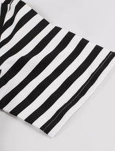 Load image into Gallery viewer, Beetlejuice Costume Turndown Collar 1960S Dress With Black and White Vertical Stripe