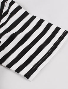 Beetlejuice Costume Turndown Collar 1960S Dress With Black and White Vertical Stripe