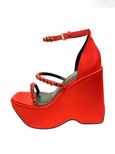 Load image into Gallery viewer, Women&#39;s Open Toe Strap Wedge Heel Sandals Leather Vintage Shoes