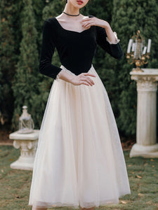 Ballet Sweet Collar Vintage Little Black And White Dress