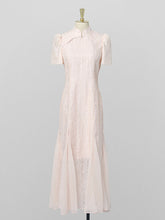 Load image into Gallery viewer, Apricot Stand Collar Mermaid Cheongsam Dress With Pearl Belt