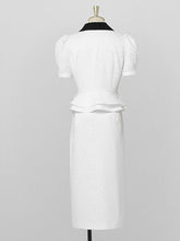 Load image into Gallery viewer, White V Neck Short Sleeve 1940S Bodycon Vintage Dress
