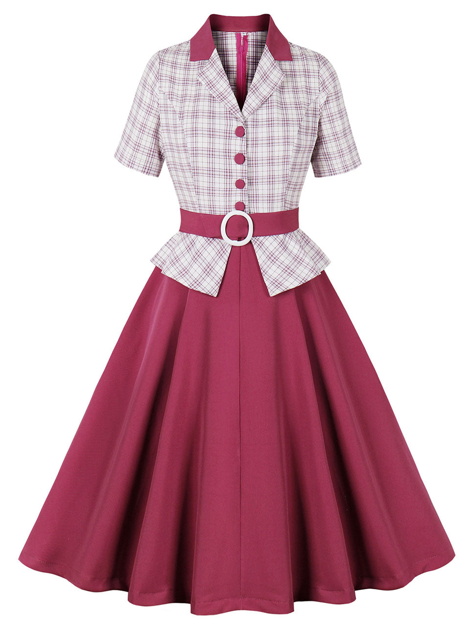 red plaid swing dress Unique Vintage Plus Size Red Plaid Sleeved Devon Swing Dress