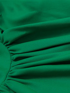Emerald Green Crew Neck Irregular Hem 1960S Vintage Dress
