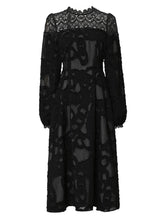 Load image into Gallery viewer, Black Semi Sheer Lace Long Sleeve 1950S Vintage Dress