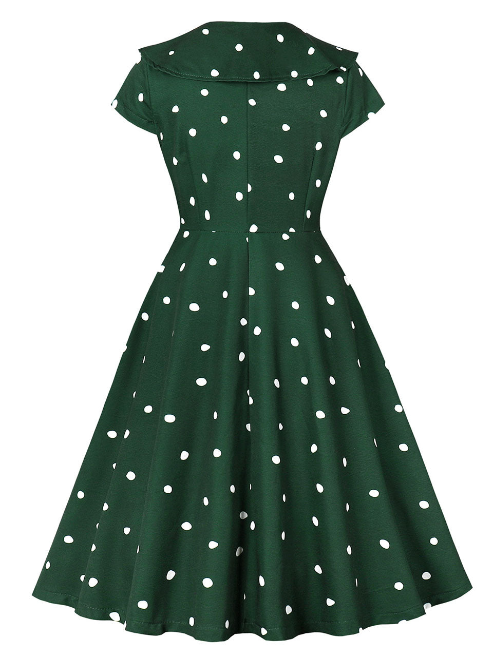 1950S Vintage Polka Dot Dress Cotton Midi Dress Women Peter Pan Collar Party Elegant Swing Dress - Green XL 1950S Vintage Polka Dot Dress Cotton Midi Dress Women Peter Pan Collar Party Elegant Swing Dress - Green XL