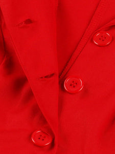 Red V Neck Short Sleeve Cap Sleeve 1950S Vintage Dress
