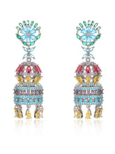Load image into Gallery viewer, Luxury Colored Zircon Inlaid with Three-dimensional Water Drops Campanula Flower Earrings