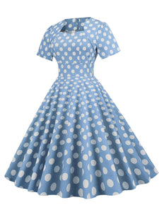 Yellow Polka Dots Sweet Heart Audrey Hepburn Style Cocktail Swing Dress