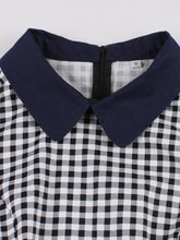 Load image into Gallery viewer, 1950S Black Peter Pan Collar Plaid Short Sleeve Vintage Swing Dress With Pockets
