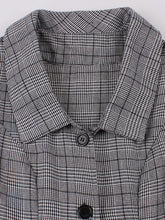 Load image into Gallery viewer, 1950S Grey Turndown Collar Plaid Short Sleeve Vintage Dress With Pockets