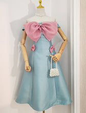 Load image into Gallery viewer, Blue Bow Off The Shoulder Tube Gown Party Dress