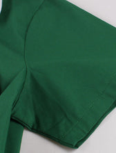 Load image into Gallery viewer, Christmas Green Bow Collar 1950S Cotton Swing Dress