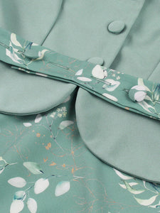 Green Peter Pan Collar Floral 1950s Vintage Swing Dress
