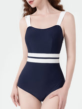 Load image into Gallery viewer, Navy Retro Audrey Hepburn&#39;s Style One Piece Swimsuit