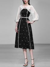 Load image into Gallery viewer, 2PS White 1950S Vintage Cape And Spaghetti Strap Flower Swing Dress Suit