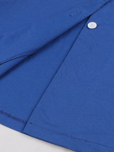 Blue V Neck 1950s Swing Dress With Back Bow