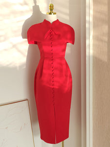 Red Flower Bodycon Party Dress