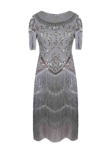 Pink Gatsby Glitter Fringe 1920s Flapper Dress