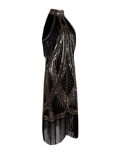 Load image into Gallery viewer, Apricot Cold Shoulder Gatsby Glitter Fringe 1920s Flapper Dress