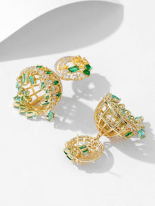 Luxury Colored Zircon Inlaid with Three-dimensional Campanula Flower Earrings