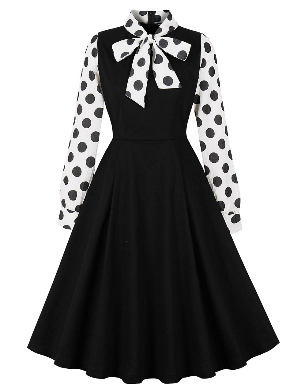 abercrombie black drop waist dress 1950s Polka Dot Full skirt Midi Dress Small main image 1