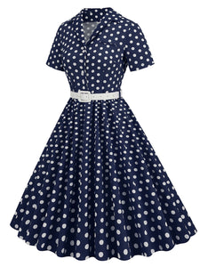 Polka Dots 1950S Vintage Shirt Swing Dress
