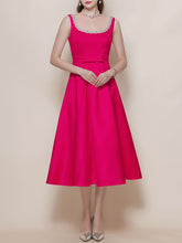 Load image into Gallery viewer, White Satin U Neck Sleeveless Classic 1950S Vintage Wedding Dress with Pearl Detailing