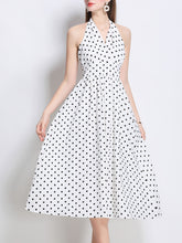 Load image into Gallery viewer, 1950S Hepburn Style Outfits Polka Dots Halter Swing Dress