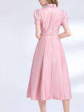 Load image into Gallery viewer, Pink Satin Bowknot Short Sleeve Classic 1950S Vintage Sweet Party Dress