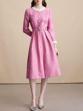 Load image into Gallery viewer, Pink Sequins Long Sleeve Classic 1950S Vintage Dress Coat With Belt