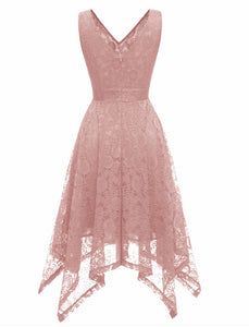 Autumn Lace V Neck Sleeveless Irregular Hem 50s Party Dress