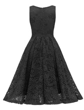 Load image into Gallery viewer, Solid Color Lace Sleeveless V Neck 50s Party Swing Dress