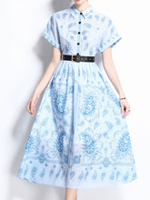Load image into Gallery viewer, 1940S Classic Shirt Collar Vintage Print Cotton Dress with Belt