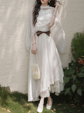 Load image into Gallery viewer, 2PS White Lace Chiffon Cape Vintage Dress Set