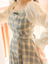 Load image into Gallery viewer, Plaid Crew Neck Long Sleeve Lace Vintage Victorian Swing Dress