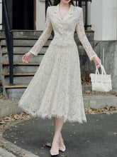 Load image into Gallery viewer, 1950S White Lace Blazer and Swing Skirt Vintage Suit