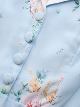 Load image into Gallery viewer, Mrs. Maisel Inspired 1950s Blue Floral Print Swing Dress for Women with Lapel Collar