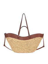 Load image into Gallery viewer, 1950S Woven Raffia Tote Bag with Leather Trim Beach Vintage Handbag for Women