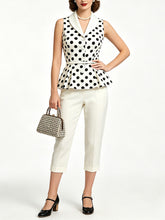 Load image into Gallery viewer, 1950s Vintage Red Polka Dot Shawl Collar Peplum Vest Top Rockabilly Style