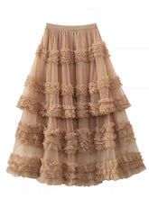 Load image into Gallery viewer, Women's Ruffle Layered Flowy Vintage Circle Skirt