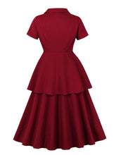 Load image into Gallery viewer, 1950s Women&#39;s Wine Red Peplum Top with Full Circle Skirt Set