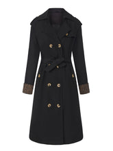 Load image into Gallery viewer, Women's Khaki Double-Breasted Trench Coat with Belt Long Classic Windbreaker Jacket with Zebra Print Cuffs
