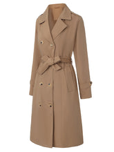Load image into Gallery viewer, Women's Black Double-Breasted Trench Coat with Belt - Classic Long Windbreaker Jacket Slim Fit Overcoat