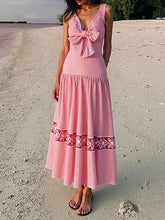 Load image into Gallery viewer, Barbiecore Pink and White Vertical Striped Strap One-Piece Swimsuit with Bathing Suit Skirt