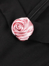 Load image into Gallery viewer, Audrey Hepburn Inspired Black Vintage Dress Handmade Rose